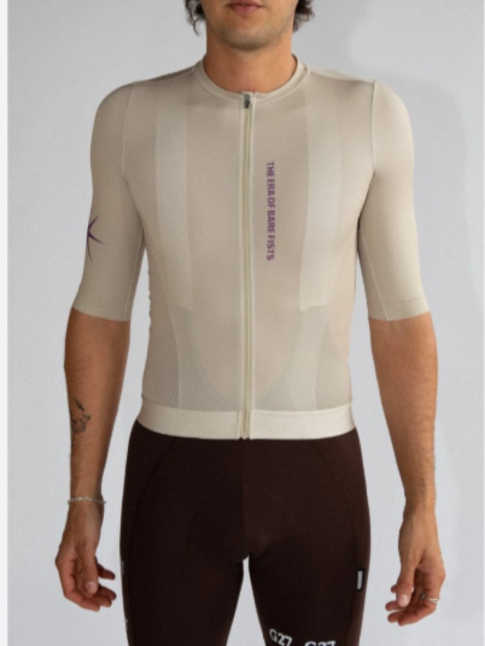 Grin 27 'Bare Fists' Aero Jersey Almond Full Zip Cycling Bike Pockets Size XS